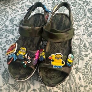 CROCS Kids Camouflage Sandals with Croc charms